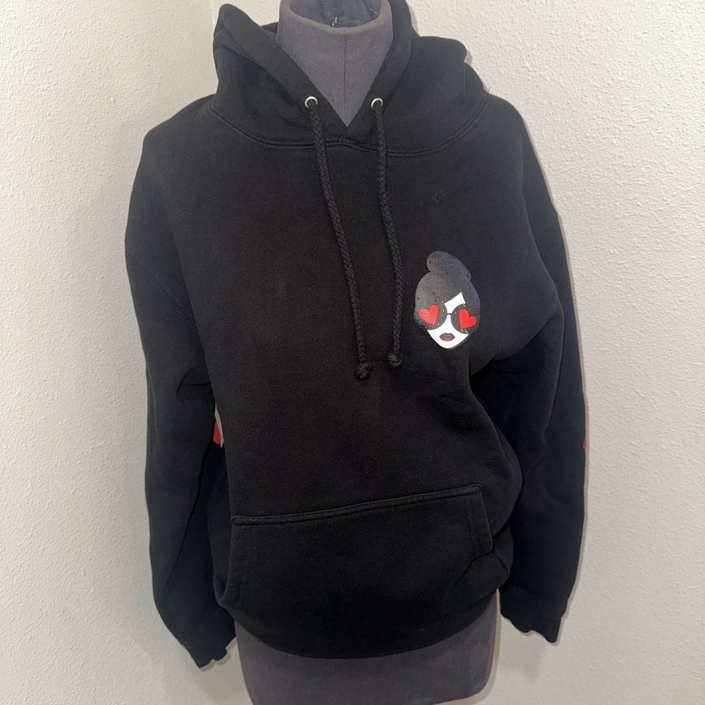 Alice + Olivia Hoodie Sweatshirt Sunny We Love LA Graphic Size S Black